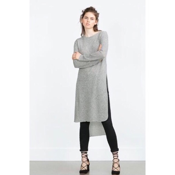 Long Sweater With Side Slits Zara 2024 www.alhudapk